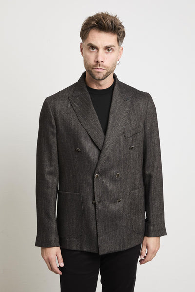 2300 Giacca doppipetto marrone spinata