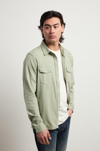 3108 Camicia texana verde maniche lunghe - 3