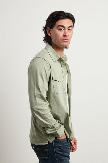 3108 Camicia texana verde maniche lunghe - 5