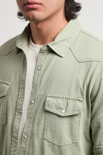 3108 Camicia texana verde maniche lunghe - 2