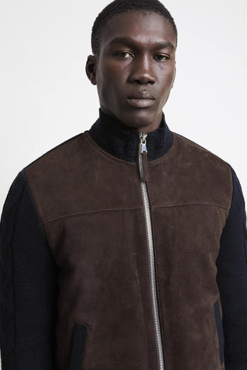 2676 Giubbotto in suede marrone e maglia blu - 9