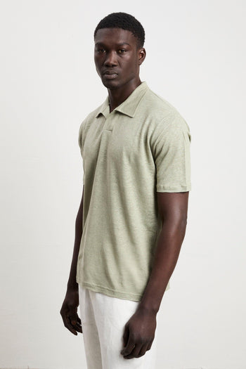 3428 Polo derby in lino manica corta verde - 4