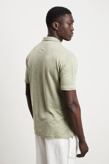 3428 Polo derby in lino manica corta verde - 5