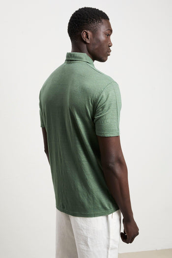 3139 Polo in lino manica corta verde - 6