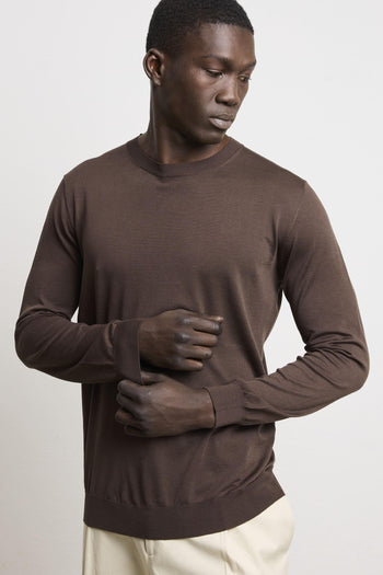 3202 Maglia manica lunga in seta e cotone moro - 4