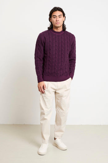 2762 Maglione vinaccia trecce - 3