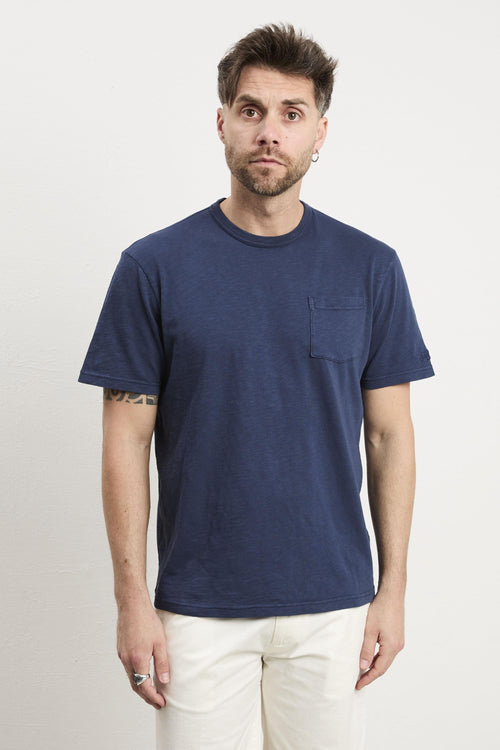 3528 T-shirt blu con taschino