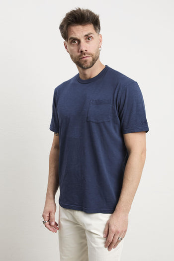 3528 T-shirt blu con taschino - 4