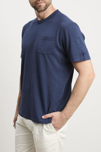 3528 T-shirt blu con taschino - 5