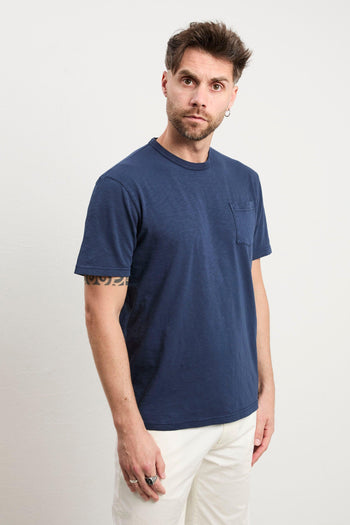 3528 T-shirt blu con taschino - 3