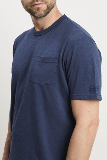 3528 T-shirt blu con taschino - 2