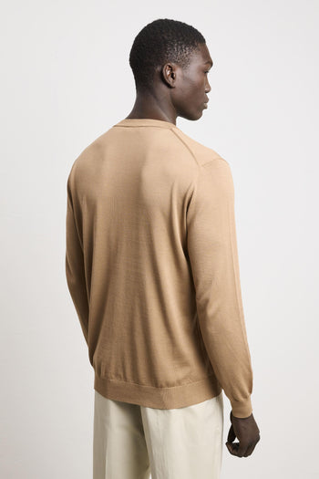 3203 Maglia manica lunga in seta e cotone sabbia - 6