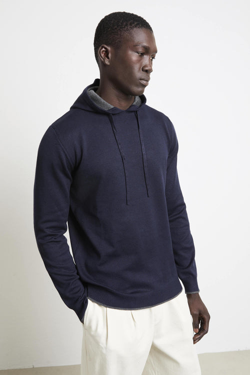 2812 Maglia blu cappuccio