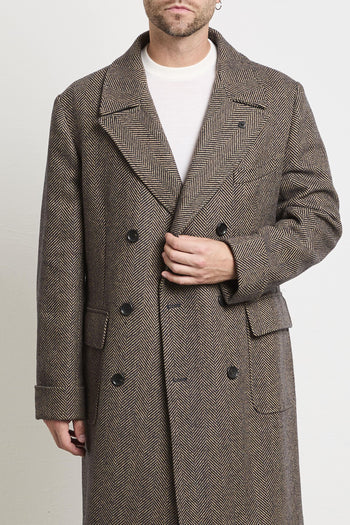 2304 Cappotto doppiopetto spinato marrone - 2