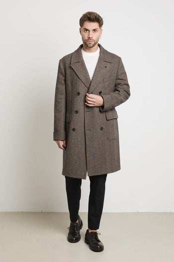 2304 Cappotto doppiopetto spinato marrone - 4