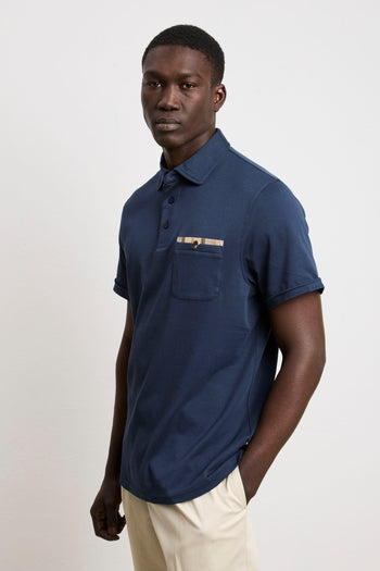 3086 Polo manica corta blu - 4