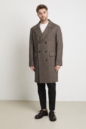 2304 Cappotto doppiopetto spinato marrone - 6