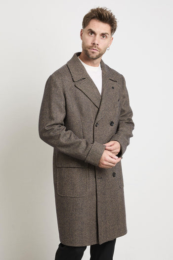 2304 Cappotto doppiopetto spinato marrone - 5