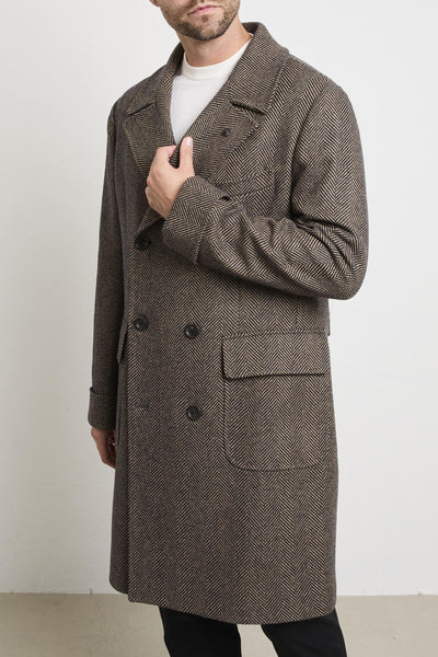 2304 Cappotto doppiopetto spinato marrone