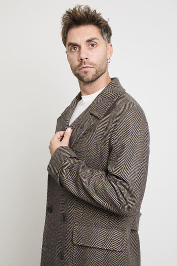 2304 Cappotto doppiopetto spinato marrone - 7