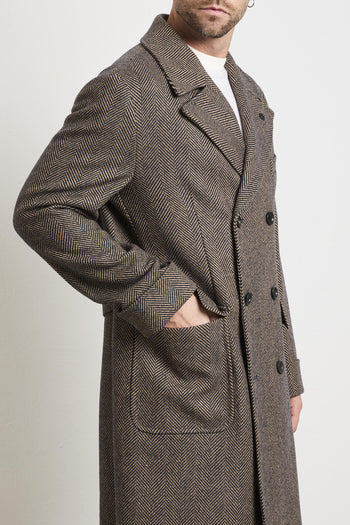 2304 Cappotto doppiopetto spinato marrone - 9