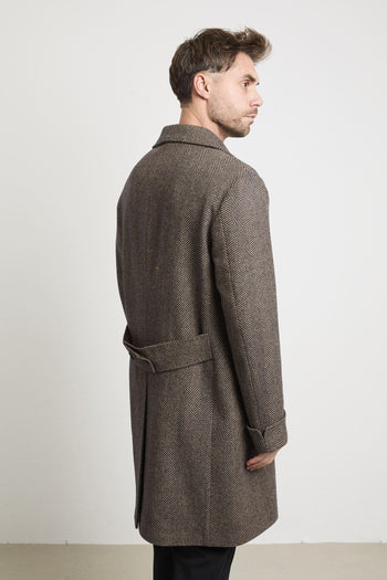 2304 Cappotto doppiopetto spinato marrone - 8