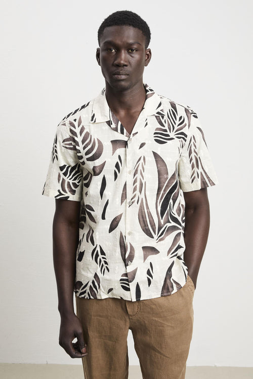 3427 Camicia manica corta stampata e ricamata