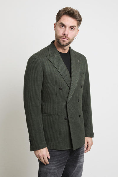 2657 Giacca verde jersey doppiopetto