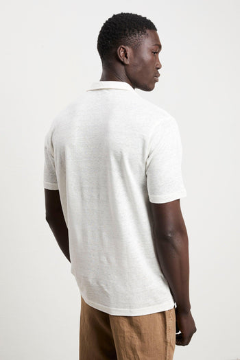 3429 Polo derby in lino manica corta latte - 5