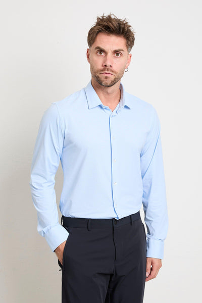 2613 Camicia Oxford microfantasia azzurra