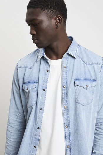 3055 Camicia texana stampa denim - 3