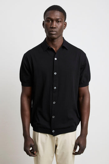 3447 Camicia manica corta in maglina nera - 3
