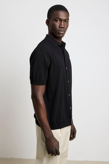 3447 Camicia manica corta in maglina nera - 5