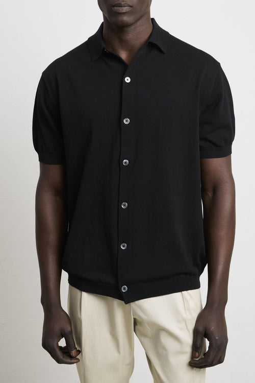 3447 Camicia manica corta in maglina nera