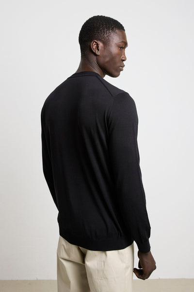 3217 Maglia manica lunga in seta e cotone nero