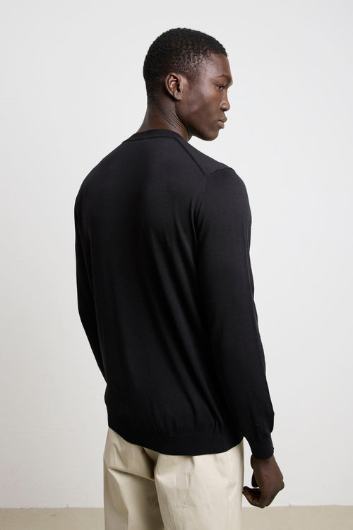 3217 Maglia manica lunga in seta e cotone nero
