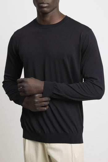 3217 Maglia manica lunga in seta e cotone nero - 3