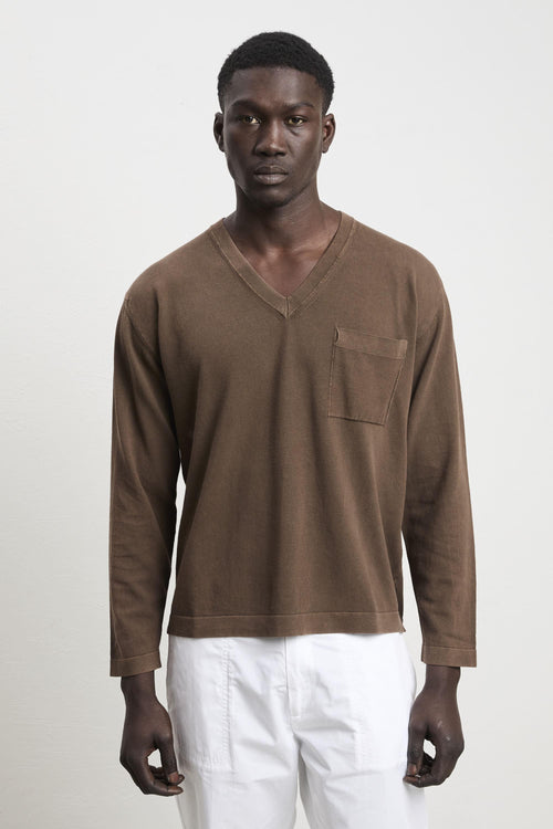 Atomo 3068 Maglia scollo a V marrone
