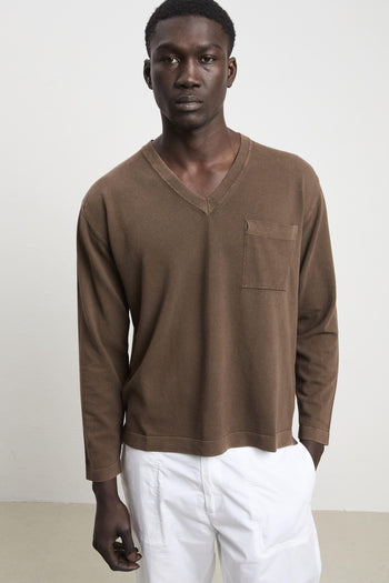 Atomo 3068 Maglia scollo a V marrone - 2