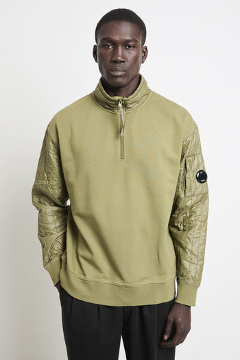 2073 Felpa verde mezza zip - 2