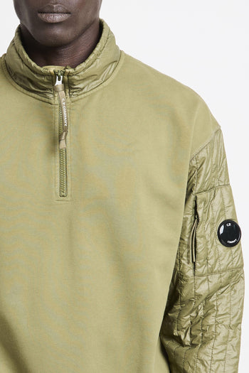 2073 Felpa verde mezza zip - 4