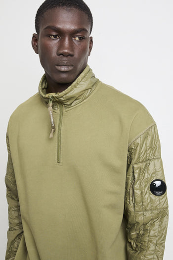 2073 Felpa verde mezza zip - 5