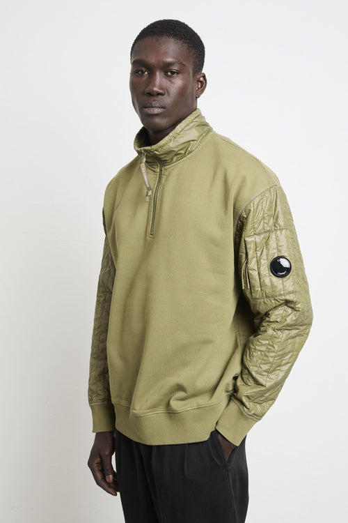 2073 Felpa verde mezza zip