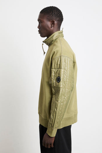 2073 Felpa verde mezza zip - 3