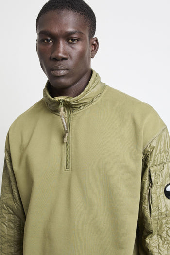 2073 Felpa verde mezza zip - 8