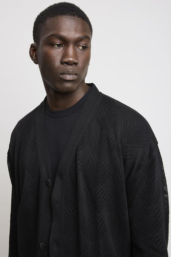 36 - 3327 Cardigan traforato nero - 3