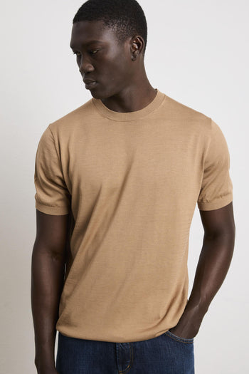 3212 T-shirt in maglina seta e cotone tabacco - 2