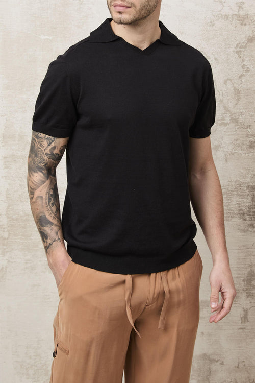 1555 Polo nera in seta