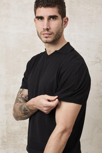 1555 Polo nera in seta - 6