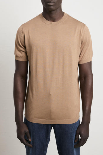 3212 T-shirt in maglina seta e cotone tabacco - 6
